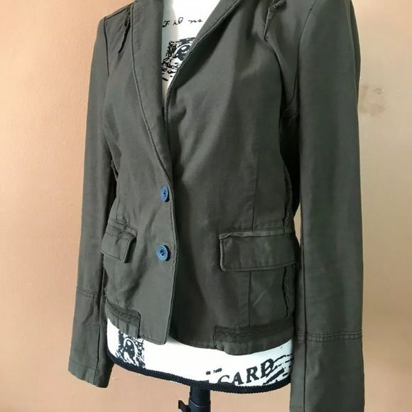 Anthropologie Hei Hei Olive Green Adelaide Jacket Size 8 and Size 2 - Picture 5 of 14